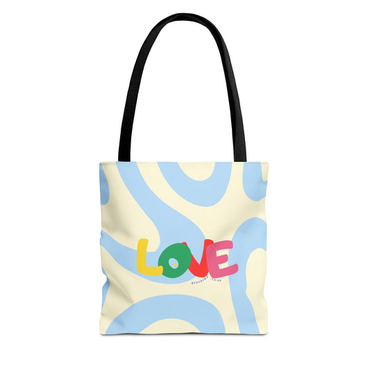 Love-themed Abstract Art Tote Bag - Colorful and Stylish AOP Design