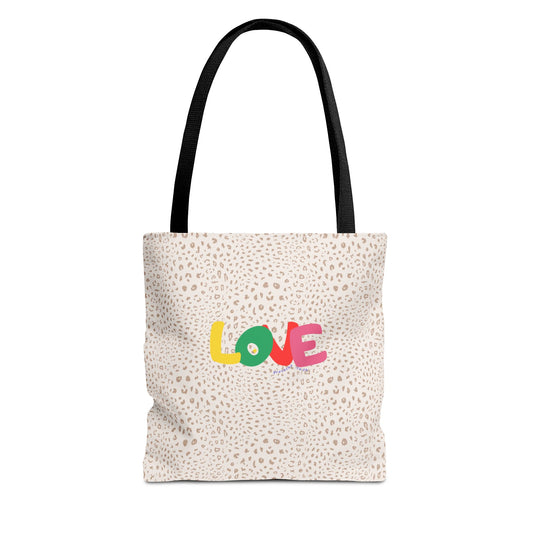 Colorful Love Tote Bag | Stylish All-Over Print Reusable Shopping Bag