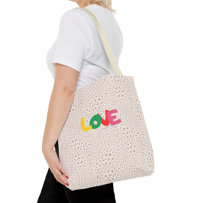 Colorful Love Tote Bag | Stylish All-Over Print Reusable Shopping Bag