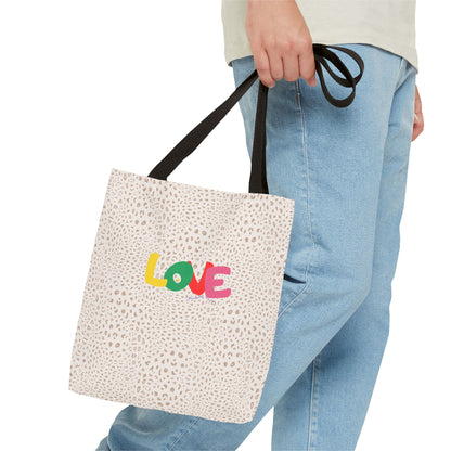 Colorful Love Tote Bag | Stylish All-Over Print Reusable Shopping Bag