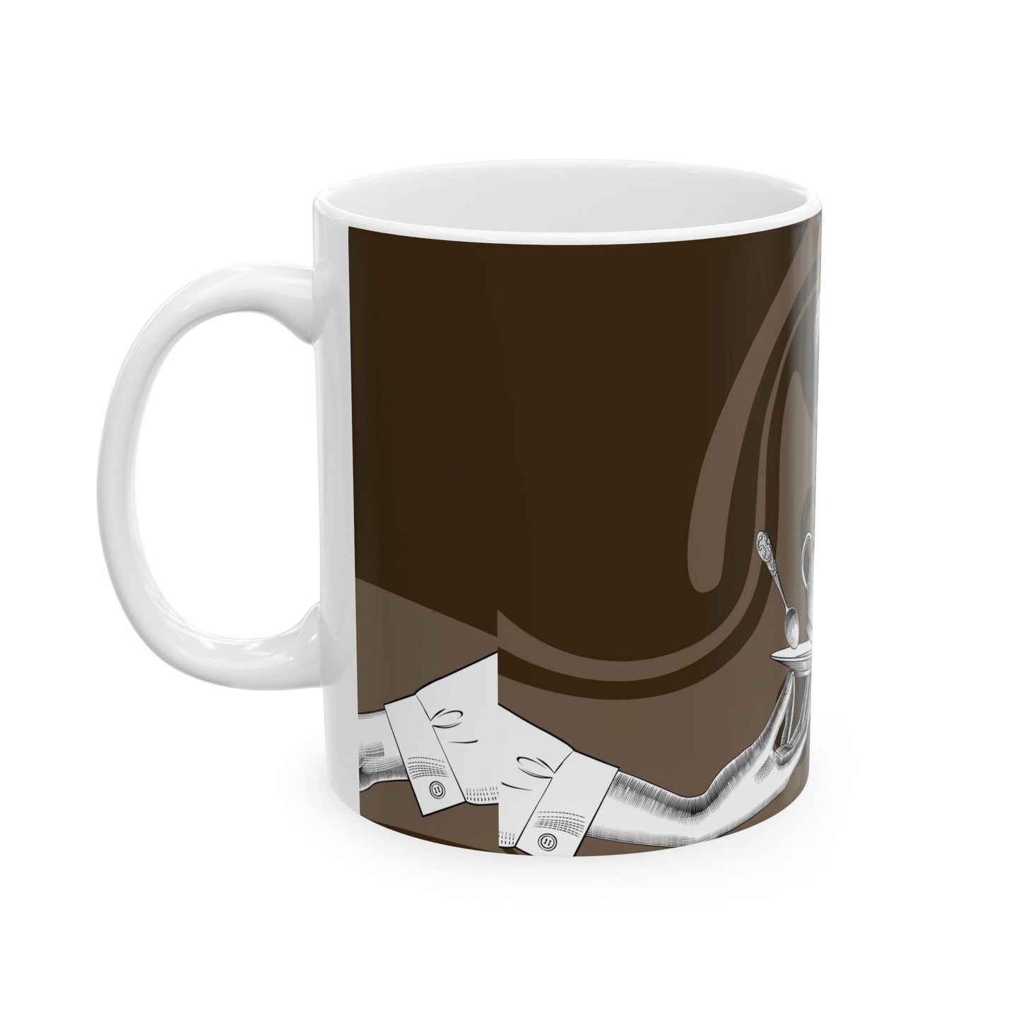 Elegant Coffee Pouring Ceramic Mug | Unique Gift for Coffee Lovers, Kitchen Decor, Art Mug, Hot Beverage Mug, Home & Office Use