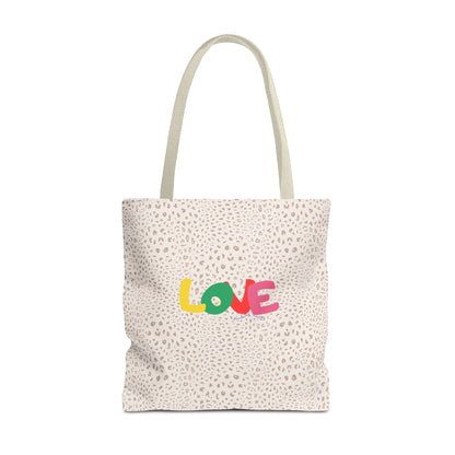Colorful Love Tote Bag | Stylish All-Over Print Reusable Shopping Bag