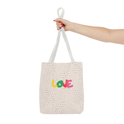 Colorful Love Tote Bag | Stylish All-Over Print Reusable Shopping Bag