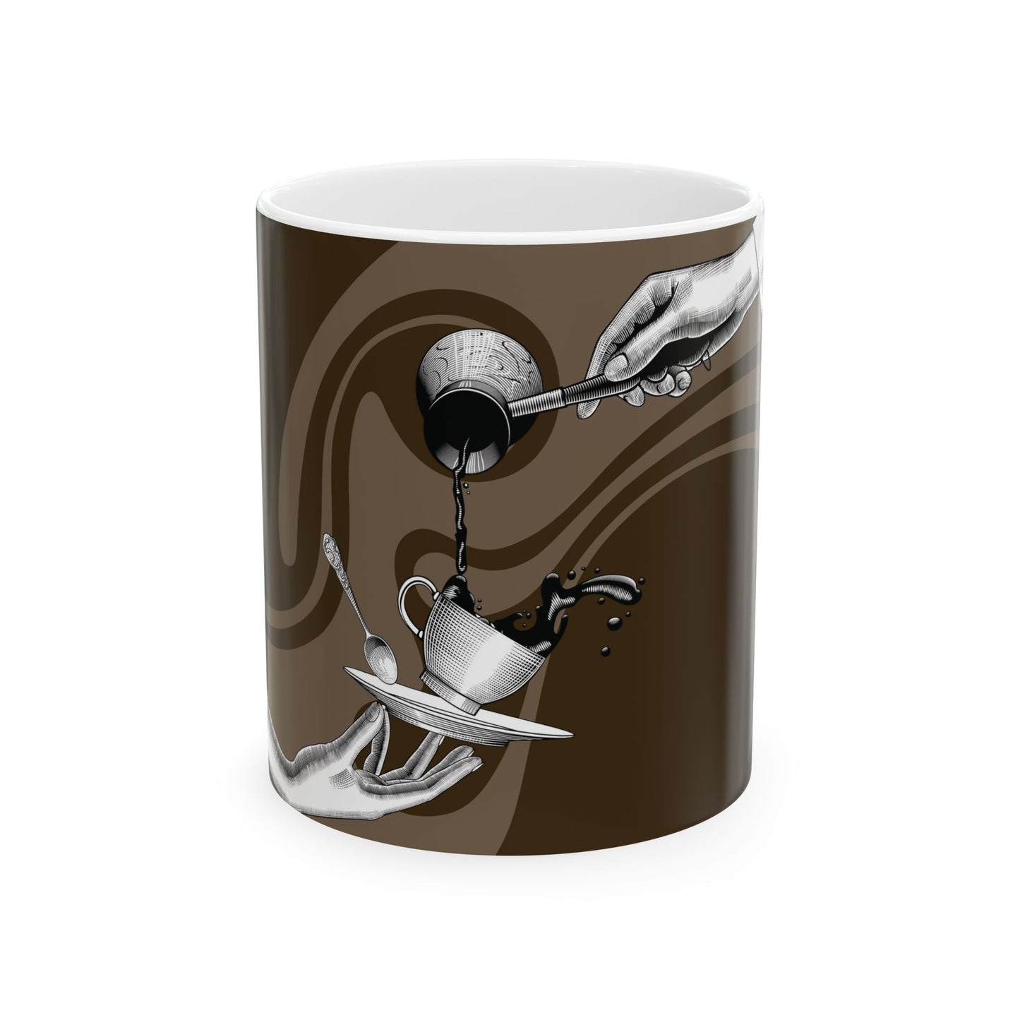 Elegant Coffee Pouring Ceramic Mug | Unique Gift for Coffee Lovers, Kitchen Decor, Art Mug, Hot Beverage Mug, Home & Office Use
