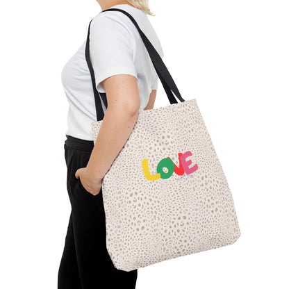 Colorful Love Tote Bag | Stylish All-Over Print Reusable Shopping Bag