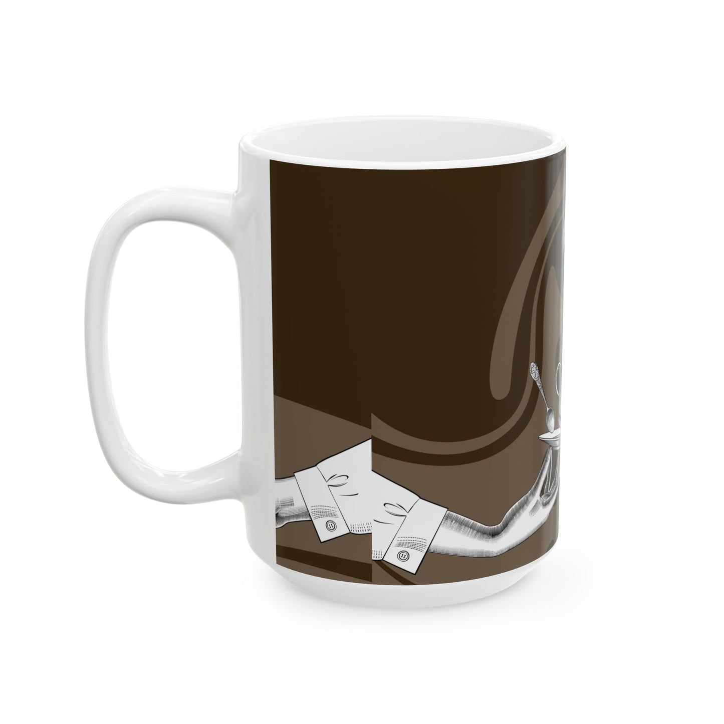 Elegant Coffee Pouring Ceramic Mug | Unique Gift for Coffee Lovers, Kitchen Decor, Art Mug, Hot Beverage Mug, Home & Office Use