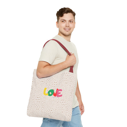 Colorful Love Tote Bag | Stylish All-Over Print Reusable Shopping Bag