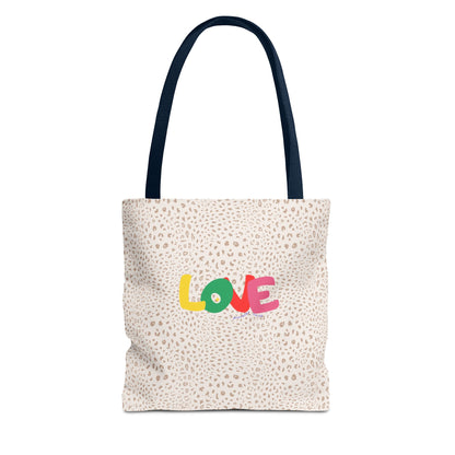 Colorful Love Tote Bag | Stylish All-Over Print Reusable Shopping Bag